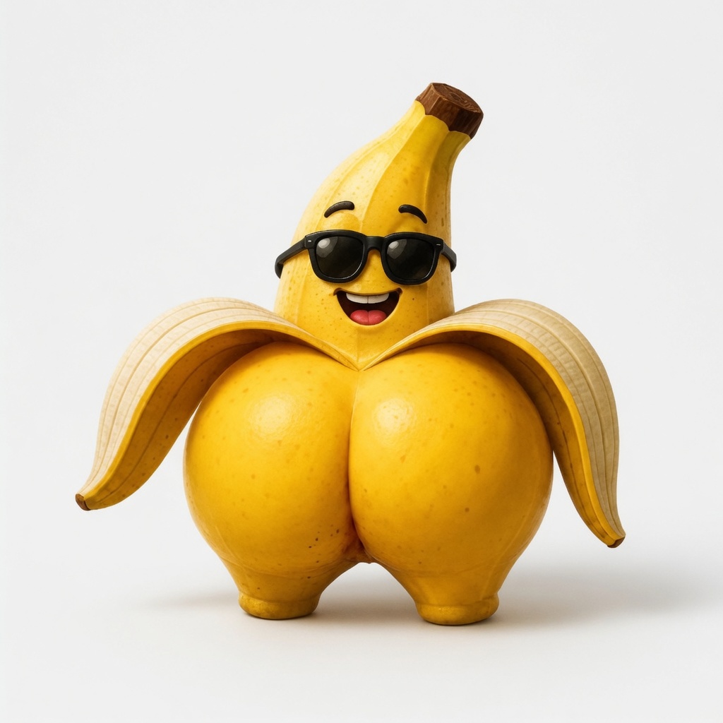 Smiling BANANA BUTT character wearing black sunglasses