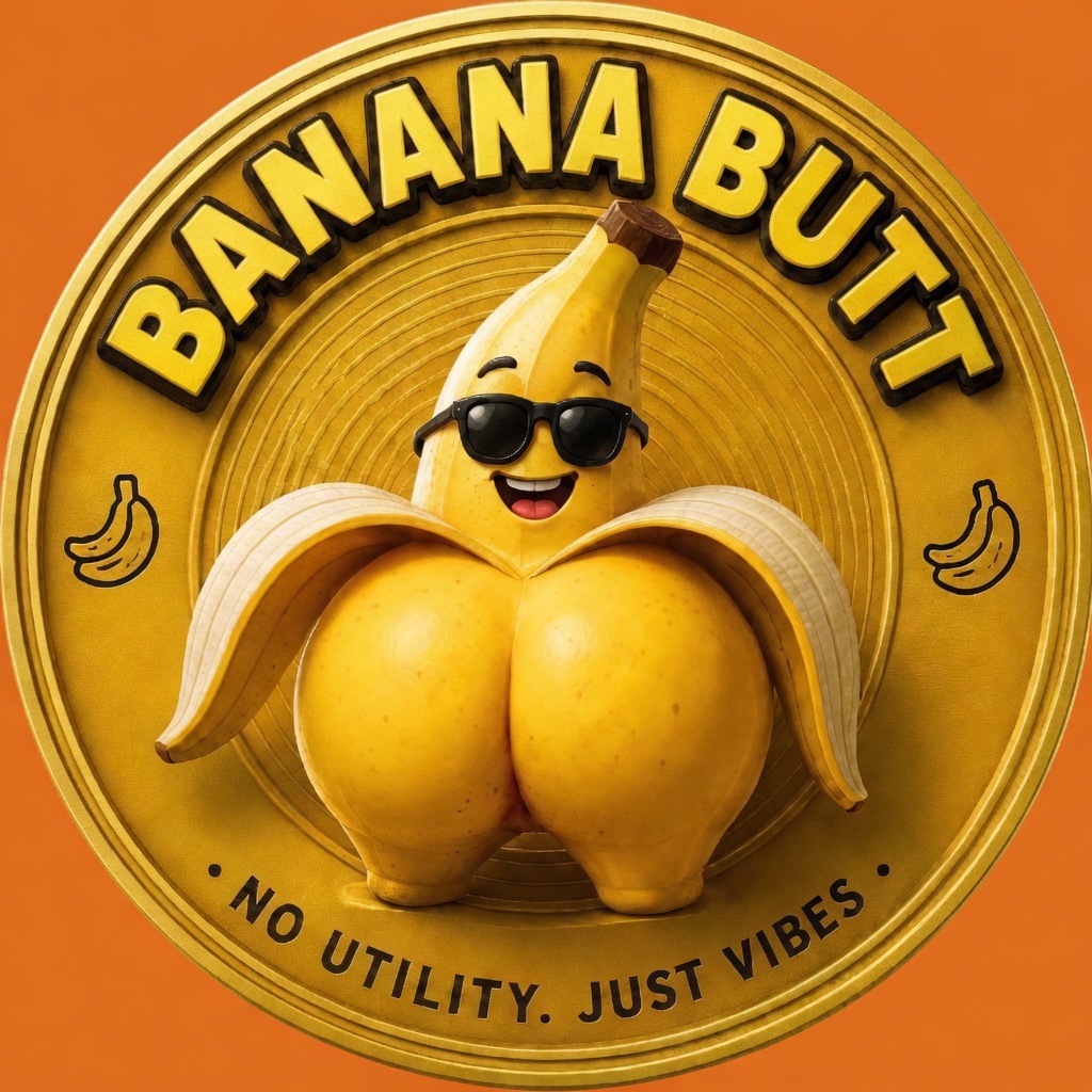 Orange BANANA BUTT coin badge